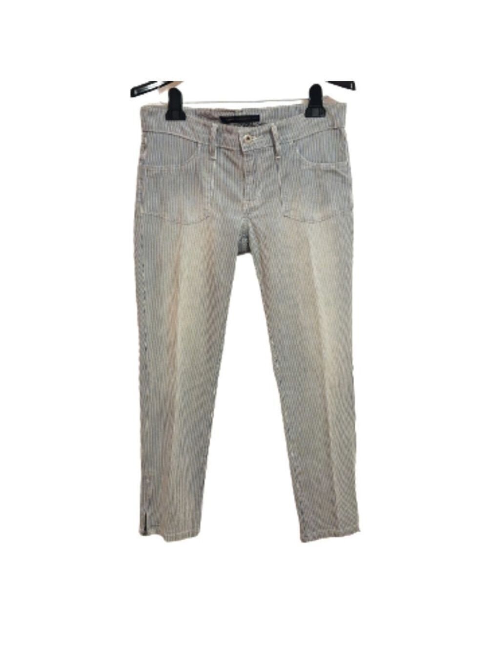 Levi's Blue White Striped Distressed Ankle Jeans Size 10